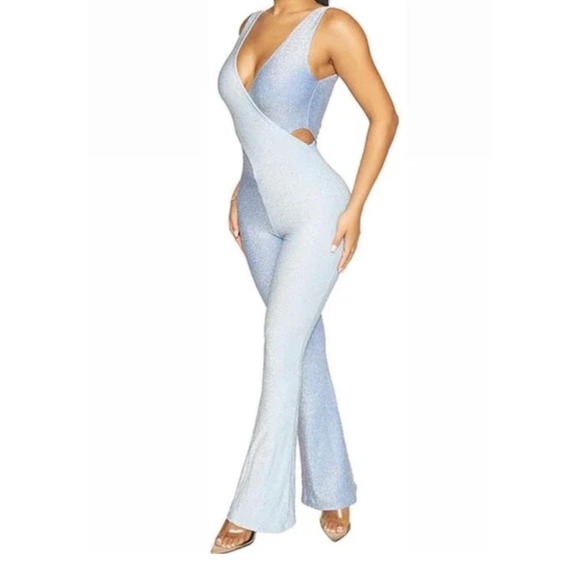 Naked Wardrobe Flare Glow About‎ It Two Tone Jumpsuit - Medium - New With Tags - Picture 1 of 6
